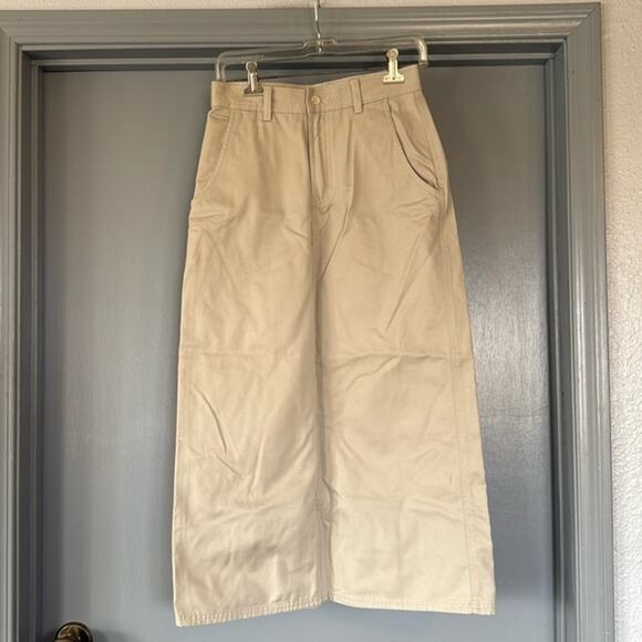 Cabela's Casuals Women's Khaki Midi Skirt Size 6 Front Zip Pockets Belt Loops - Picture 1 of 6